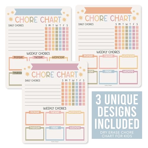 Image of Hadley Designs Magnetic Chore Chart for Kids Multiple Kids - Dry Erase Family Chore Chart for Fridge, Weekly Chores Checklist Kid, Behavior Charts for Home, Classroom Muted Chores Board in School