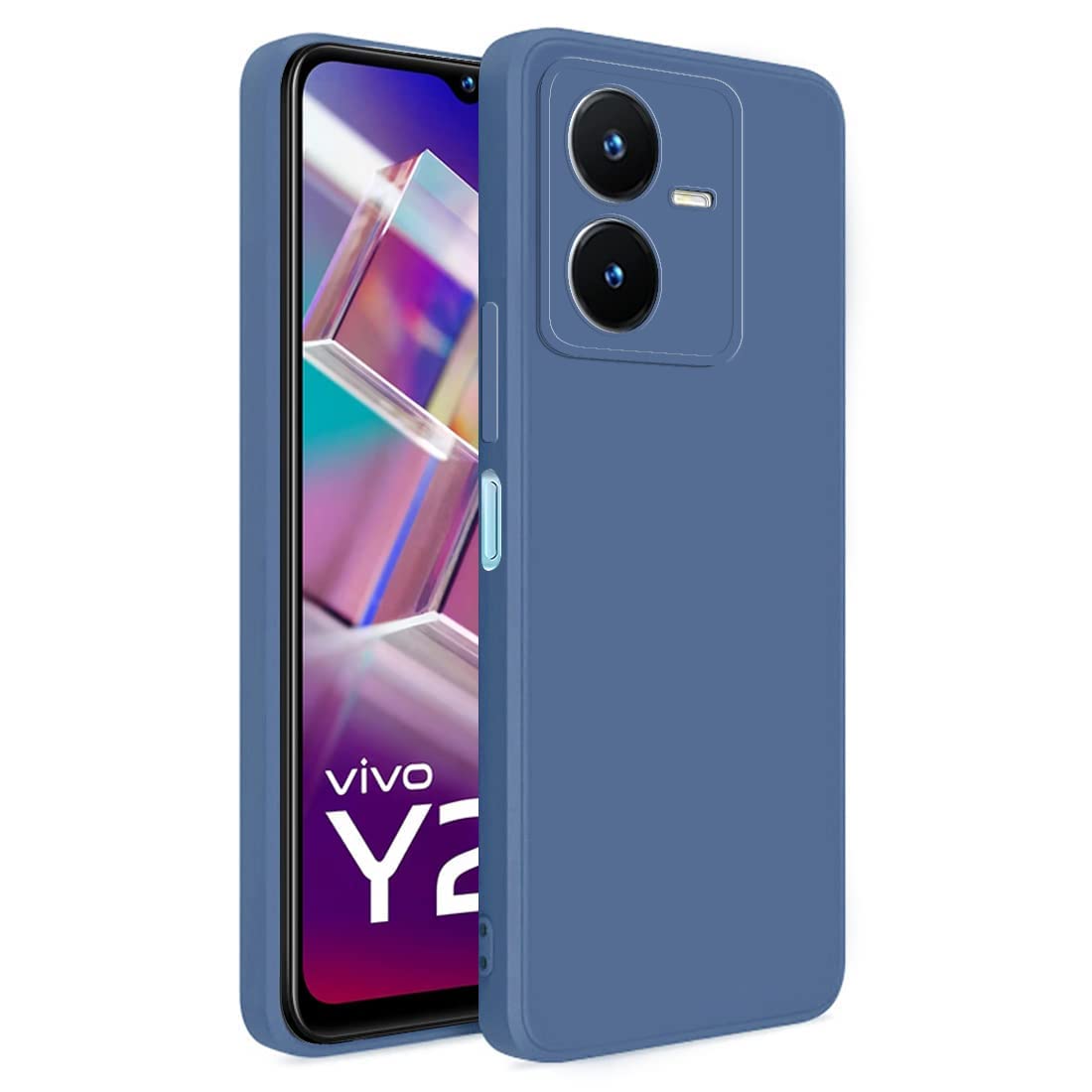 Muzz Case For Vivo Y22 / Y22S - Rubber Soft Silicon Flexible Candy Case - Shockproof Matte TPU Back Cover - Blue