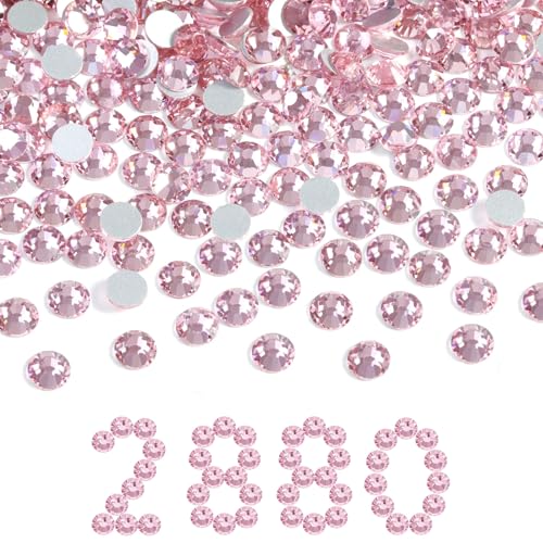 Image of Beadsland Flat Back Crystal Rhinestones Bulk,Light Pink, SS30, 2880pcs