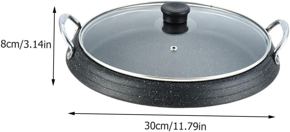 VICASKY Non Stick Korean Bbq Grill Pan Round Roast Meat Platter Double Ear Design Lightweight Versatile Baking Tray for Home and Outdoor Cooking
