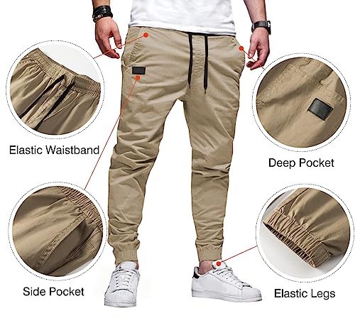 JMIERR Mens Casual Joggers Pants - Cotton Drawstring Chino Cargo Pants Hiking Outdoor Twill Track Jogging Sweatpants Pants2