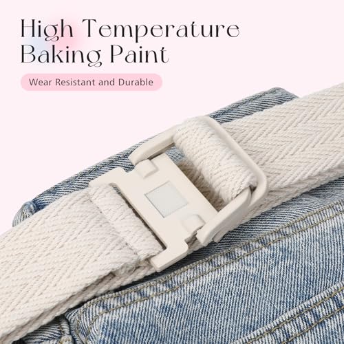 SANSTHS Canvas Belt for Women and Men, Belt Men with Double Ring Alloy Buckle for Jeans Pants2