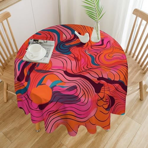 Nappe de table ronde imperméable 178cm graffiti pêche pour salle à manger - 2