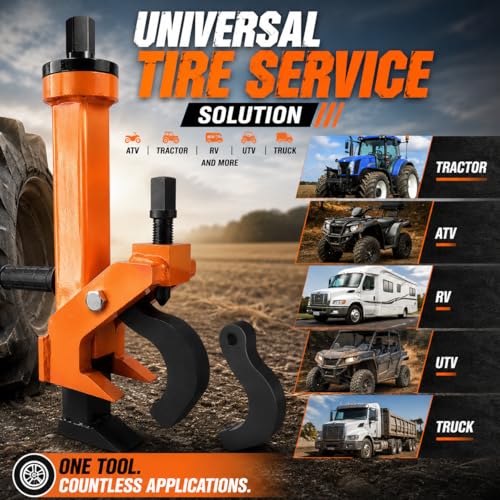 Image of Pneumatic Tire Bead Breaker Tool - Heavy Duty Bead Buster for Tractor, Farm, Car, ATV & RV Tires - On-Wheel Maintenance Tool with Dual Set Screws for Secure Grip (Orange(Pneumatic))