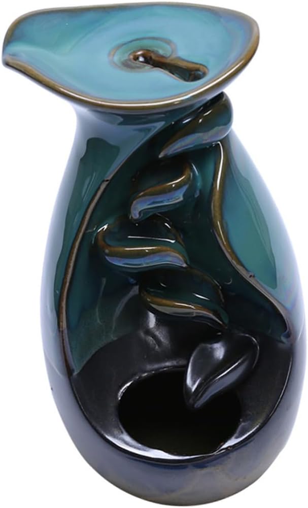 ibasenice Ceramic Backflow Incense Burner Holder with Tray Aromatherapy Incense Censer for Home and Bedroom Décor Unique Waterfall Design for Relaxation and Meditation