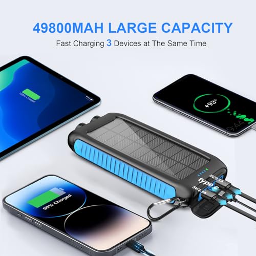 Solar-Charger-Power-Bank-49800mAh-Portable-Solar-Phone-Charger-with-LED-Flashlight15W-Fast-Charge-USB-C-Waterproof-External-Backup-Battery-Pack-for-All-Cell-Phones-Electronic-Devices