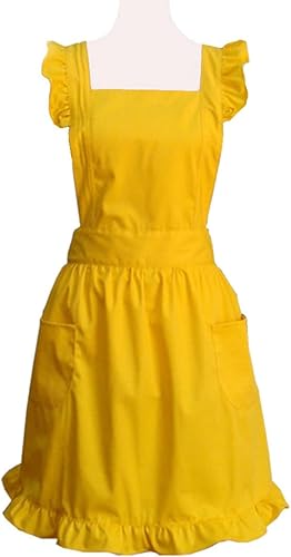 Miniatura 5 de Delantal de cocina, de Hyzrz, para mujeres y niñas, lindo, de algodón, estilo vintage, clásico, sexy, con bolsillos