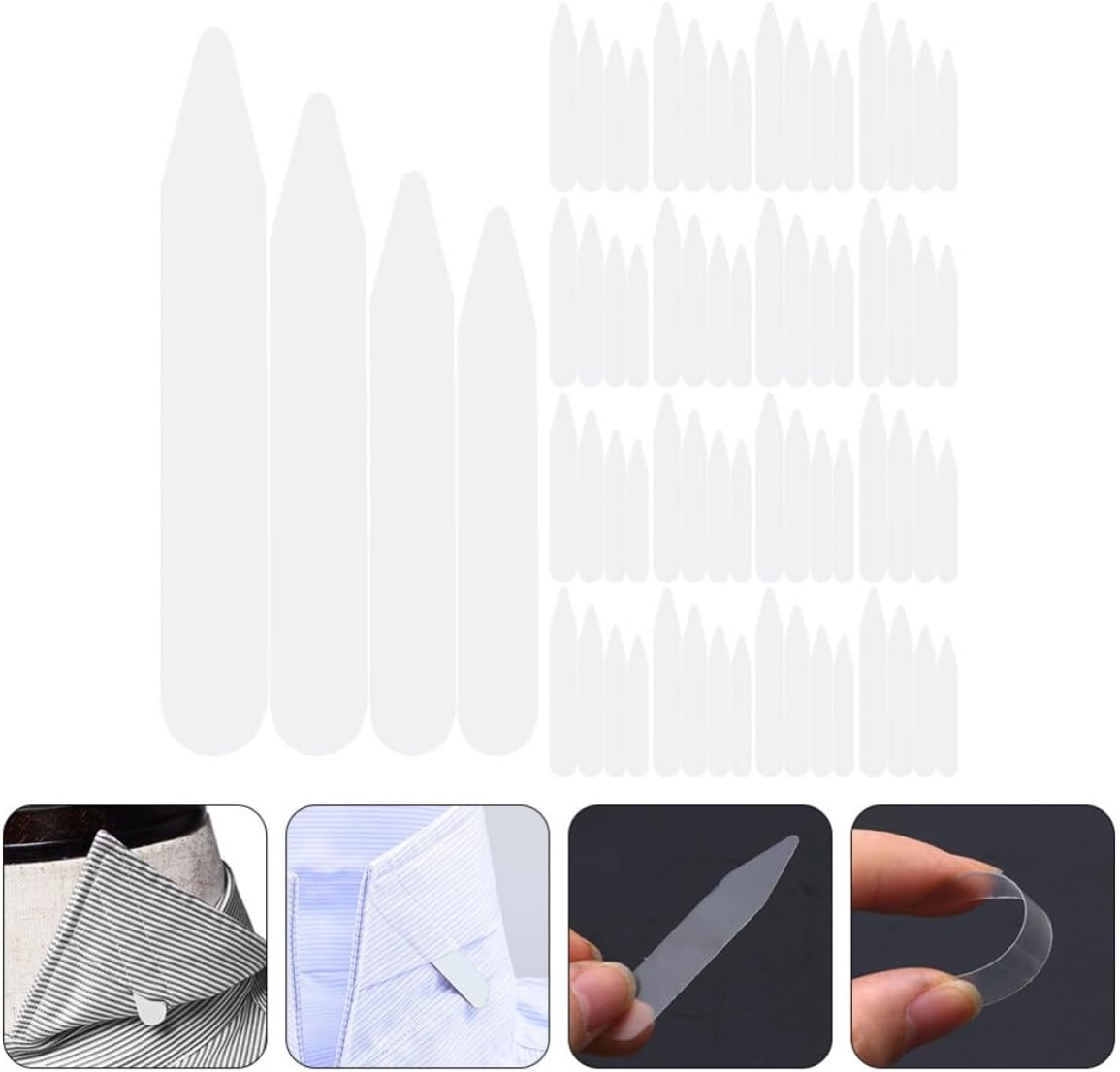400pcs Men's PET Shirt Collar Stays for Dress Shirts, Lightweight