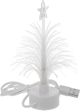 USB Power LED Christmas Tree Night Light-5in -Colour Desk Glowing Fiber Optic with Top Star Light Christmas Tree for Bedroom Xmas Party Holiday Bar Decor