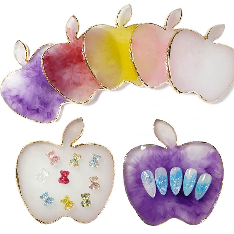 Miniatura 5 de AKOAK Paleta de esmalte de uñas de gel de ágata de resina natural, 1 paquete de herramientas de arte de uñas (manzana, verde)