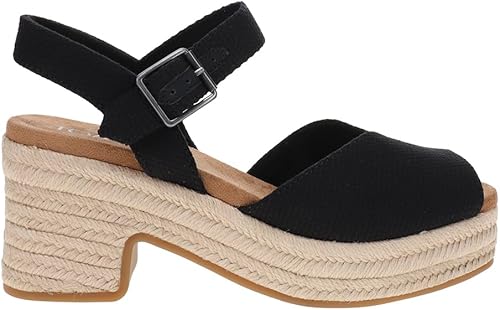 TOMS Isla Sandalias de tacón con puntera abierta para mujer, Negro -, 37.5 EU