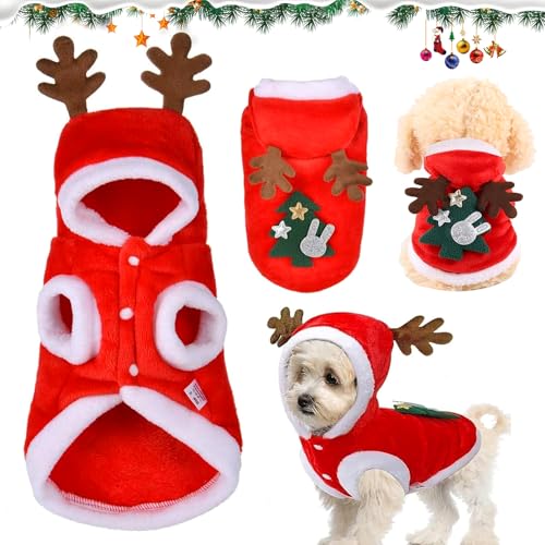 Haustier Weihnachtskostüm, Hundekostüme Weihnachten Elchkostüm, Katze Hund Weihnachtskostüm, Rentier Hundekostüm Pet Hoodies warme Hundemantel für Winter Frühling Weihnachten (L)