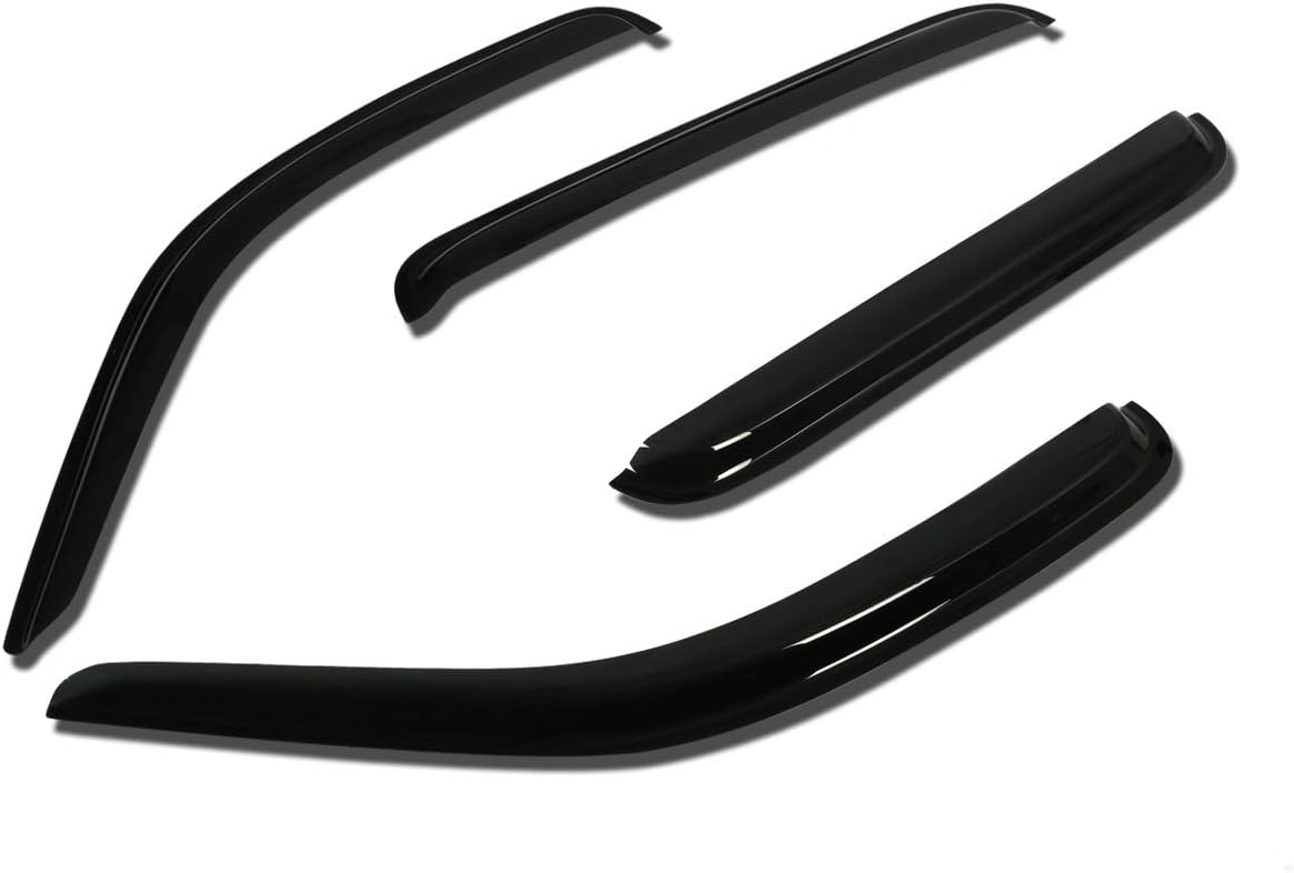 Dna Motoring WVS-103 4Pcs Window Vent Visor Deflector Rain Guard (Dark Smoke)