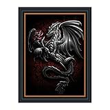 DIY 5D Diamond Painting, Dragon Black & Red Rose Crafts Sewing Cross Stitch Wall Stickers for Home Living Room Decoration(15