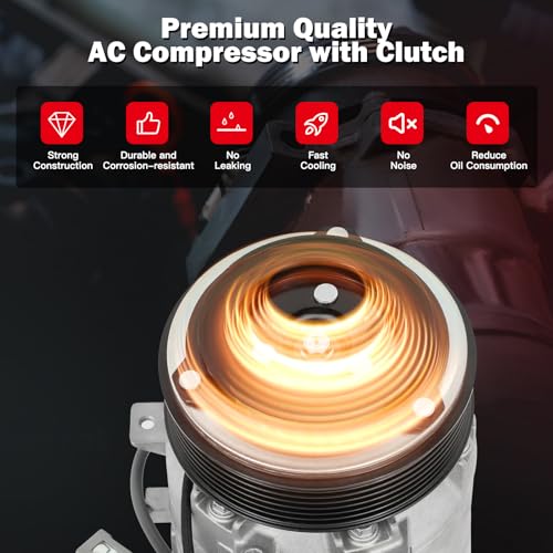 Image of CCIYU AC Compressor w /Clutch for INFINITI Q70 3.7L 2014-2019 | fits 2009-2020 370Z 3.7L 67668 Powerful Cooling Quiet Operation Zero Leak Durable Aluminum Alloy Lowers Energy Consumption