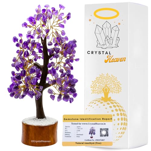 Image of Certified Amethyst Crystal Tree for Good Luck - Healing Crystals Money Tree for Wealth, Positive Energy at Home Office - Decorative Spiritual Gifts for Vastu, House Warming