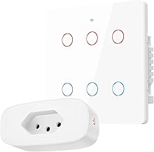 Kit Casa Inteligente, 2 Itens, 1 Tomada Inteligente 16A WiFi, 1 Interruptor Inteligente 4x4 Wi-Fi 6 botões – Compatível com Alexa
