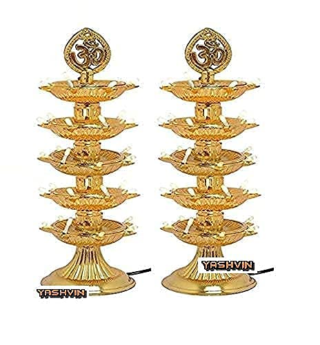 Yashvin 5 Layer Diya 35 Deep Light Diya Tested-Trusted Diya for Pooja Room Deepak Light Pooja Diya Light Pack of 2 Diya-KD11