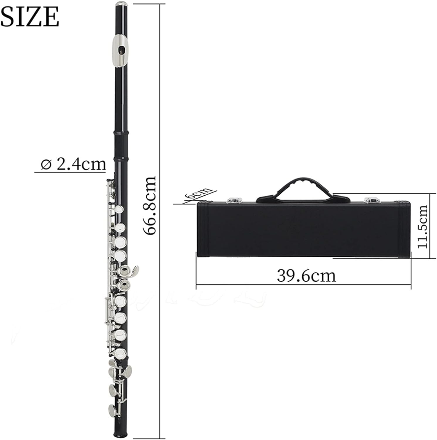 Flautas, Flautas Instrumento Musical Flauta de 16 Agujeros Instrumento de Viento de Madera Flauta de latón con Llave C Negra con Caja de Cuero Accesorios for Instrumentos Musicales
