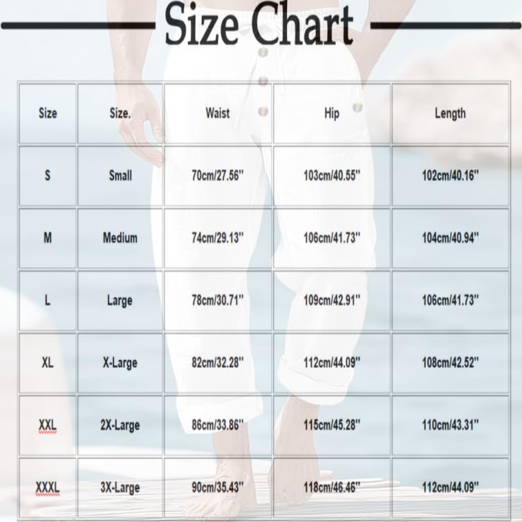 Linen Pants Men Plain Beach Button Front Placket Drawstring Casual Lightweight Baggy Dress Trousers with Pockets Summer3