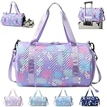 YOUYIKE Small Gym Bag for Girls, Unicorn Travel Bags, Swim with Shoes Compartment & Waterproof Pocket, Waterproof Dance Bag, for Girls Fitness Workout, Travel, Dance, Ballet, Swim, Purple