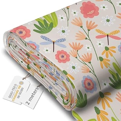 DreamRoots Tessuto Impermeabile al Metro, Garden Happiness, 2 m
