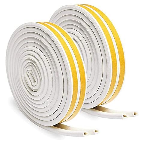 12m / 39.4ft Dichtungsband für Türen, Türdichtung Türen Fenster Selbstklebendes Gummi Schaum Siegel Streifen Schalldämmung Weatherstrip wasserdichtes Siegel, (Weiß-D12M) Cover