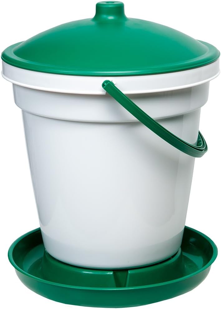 Premier 1 Quick Clean Bucket Waterer for Chickens & Poultry - 5 Gallon (White, Green, No Legs)