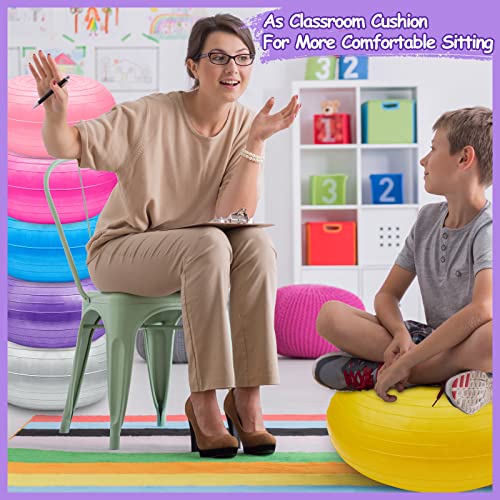 Flexible Seating For Classroom Elementary Yoga Ball Chairs For Kids Inflatable Yoga Ball Office Chair Stability Balance Trainer With Black Inflator For Student Desk Chairs(6 Pcs) #TOP4
