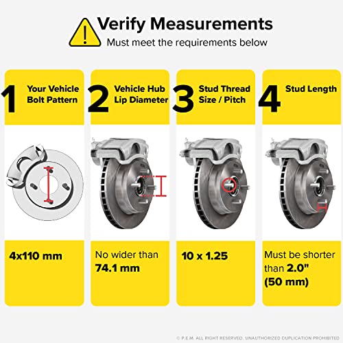 Rocktrix - 2 Inch Atv Wheel Spacers (4X110, 74Mm Bore, 10X1.25 Studs Nuts) Compatible With Honda Yamaha Suzuki Bombardier (Read Listing For Year Model Info) Utv V1 50Mm Silver 2Pcs #TOP2