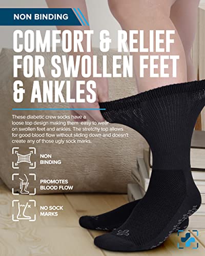 Diabetic Socks For Women And Men - 4 Pairs Non Binding Socks For Women | Non Slip Socks Mens | Gripper Socks For Men #TOP1