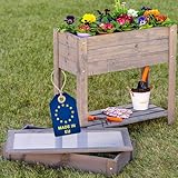 ITA Hochbeet mit Frühbeetaufsatz 80x37x78 cm - Pflanzkasten mit Deckel, Ablageboden, Innenfolie - Made in EU - Direkt vom Hersteller - aus FSC Holz - Blumenkasten für Garten Balkon Terrasse - Grau