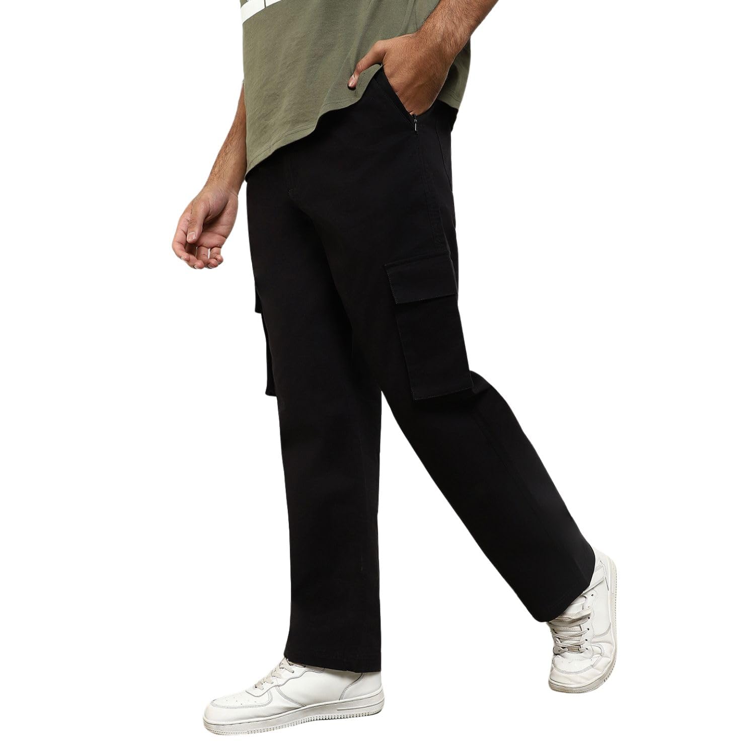 nobero Men's Straight Fit Mid Rise Wanderer Travel Cargo Pants | Multiple Pockets | | Lowers for | Casual Wear | Sports | Gym | Trek | Lowers-picture-16