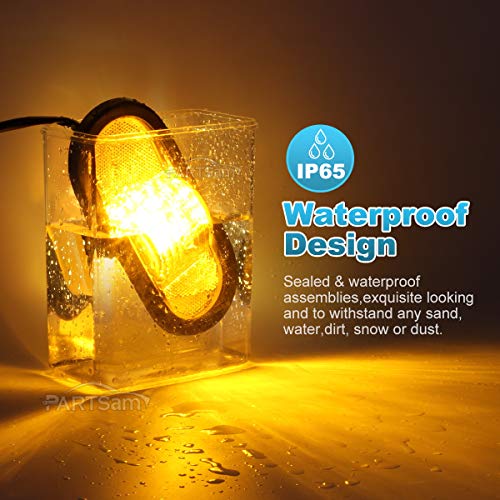 Partsam 2Pcs 6.5" Mid Turn Signal Amber Marker Light Rubber Mount 24 Led W/Reflex Lens Universal Waterproof 6 Inch Oval Led Mid-Ship Marker And Turn Signal Semi Truck Trailer Light #TOP1