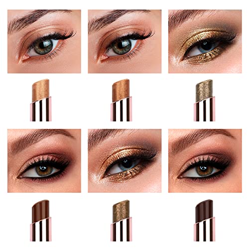 Venukiss 6 Pcs Shimmer Glitter Eyeshadow Stick, Waterproof & Long Lasting, Professional Warm Natural Makeup Eyeshadow Pencil Set #TOP1