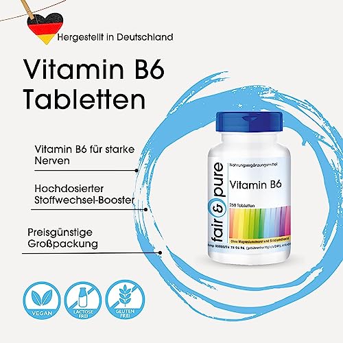 Vitamin B6 Tabletten von Fair & Pure, vegan, Pyridoxin HCl