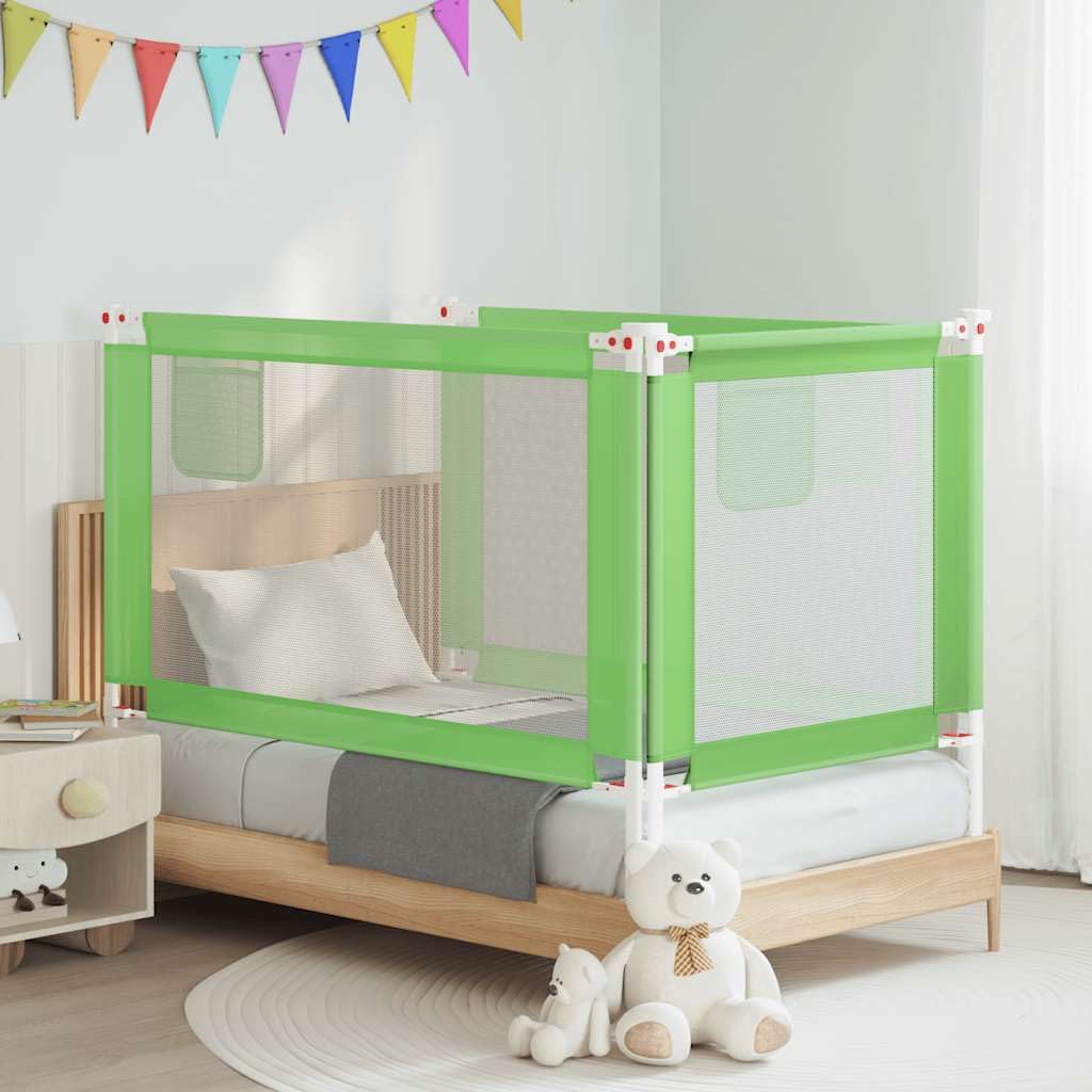 Kleinkind-Bettschutzgitter Grün 140x25 cm Stoff mit höhenverstellbarem Rausfallschutz, Bettschranke für Kinderbett, Absturzsicherung und Seitenschutz für Babysicherheit im Schlafzimmer