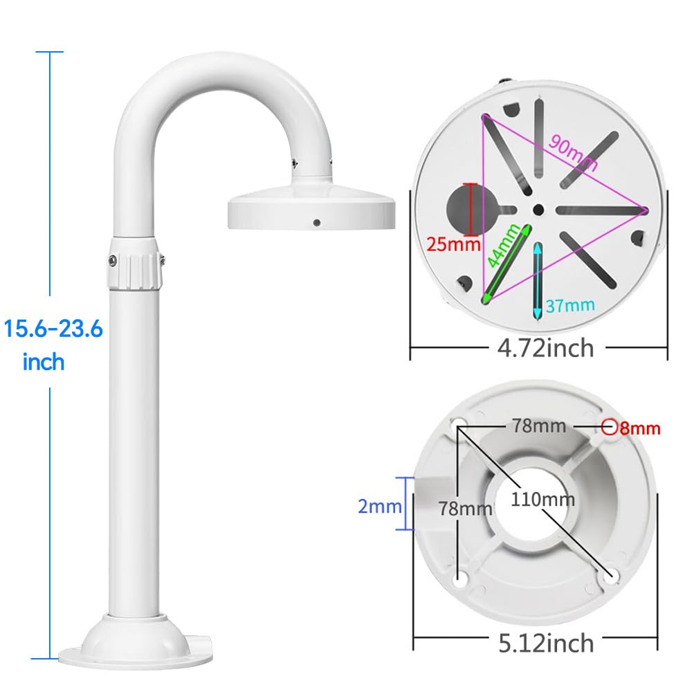 Sicherheitskamera-Halterung, Dome-Kamera-Halterung, Universal-Kamera-Wandhalterung/IP-Kamera für Überwachungskamera, U-Typ teleskopisch verstellbar (40-59,9 cm)