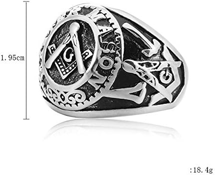 Stainless Steel Gold Plated Vintage Freemason Symbol Masonic Rings Biker Bands for Men - Image 2