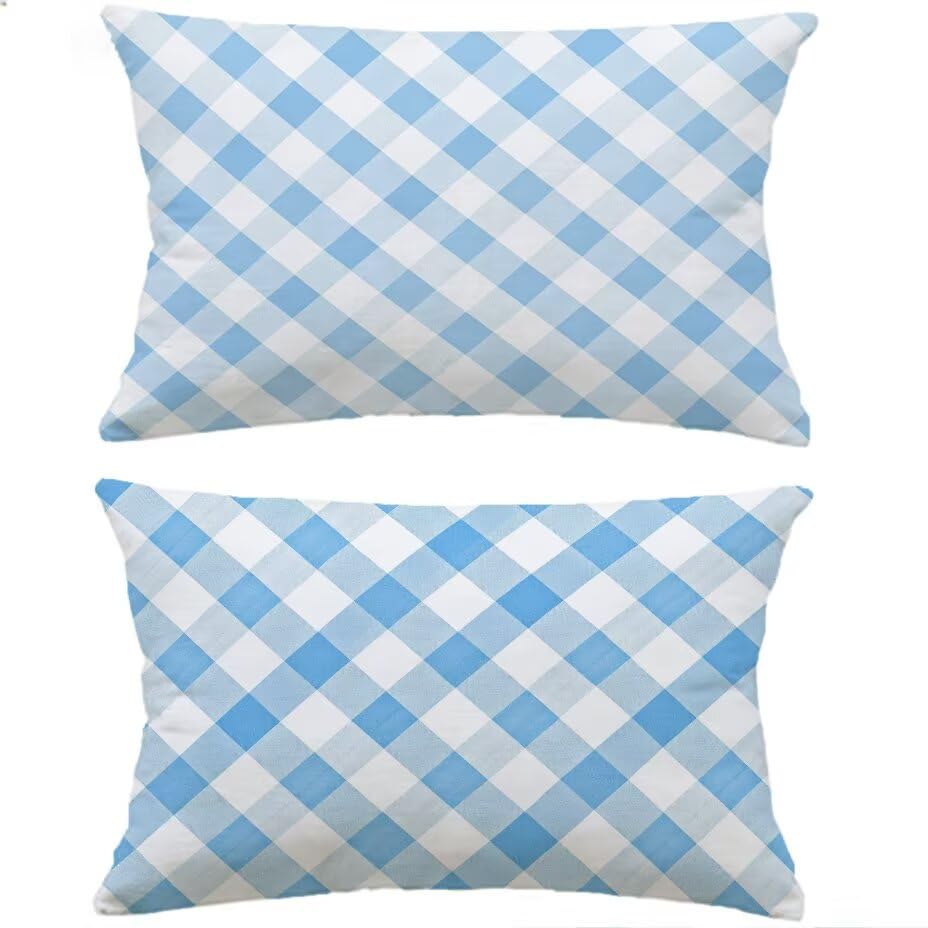 Housse de coussin extérieur 40x60 lot de 2 imperméable bleu lin