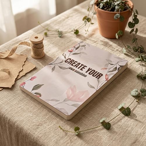 Image of Motivational Floral A5 Notebook Diary for Women & Students | Softbound Laminated Cover | Monthly Planner + Daily Planner | 21 x 15 cm Ruled Journal | Inspirational Quote Cover (Light Grey Create Your Own Sunshine)