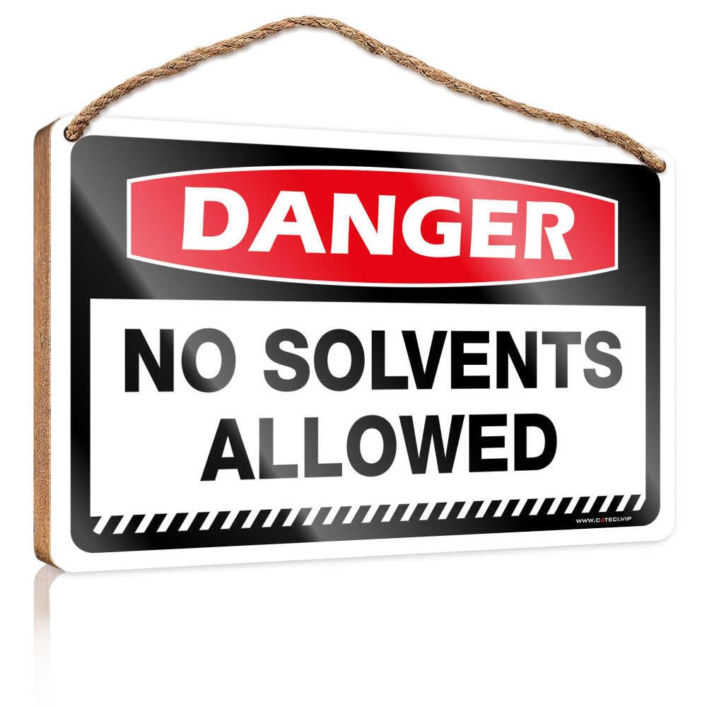 HMQW Vintage Bathroom Sign Danger No Solvents Allowed Wooden Sign Hanging Decor Outdoor Porch Man Cave Furniture(23X35CM)
