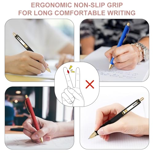 Image of Linbsunne Ballpoint Pens Medium Point 1mm Pen with Super Soft Grip Ball Point Pen for Men Women Retractable Pens (Blue Ink+Black Ink+Red Ink)