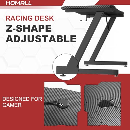 Homall Gaming Desk 80 x 52 cm PC Computer Desk Z Shaped Computer Table PC Gaming Table Gamer Desk for Home Office, Desk with Headphone Hook, Black - Image 6