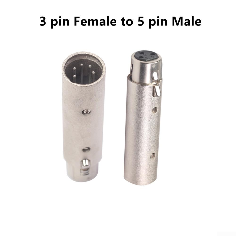 do DMX 5 Pin na 3 Pin XLR adapter srebrny metal design dla (3 pin żeński do 5 pin Male)