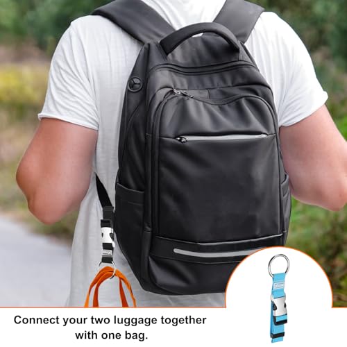 Image of HARFINGTON Luggage Straps Jacket Clips Strap Nylon Adjustable Suitcase Belt Baggage Backpack Connector Travel Accessories with Metal Buckle for Extra Bags Travel Attachment, Blue