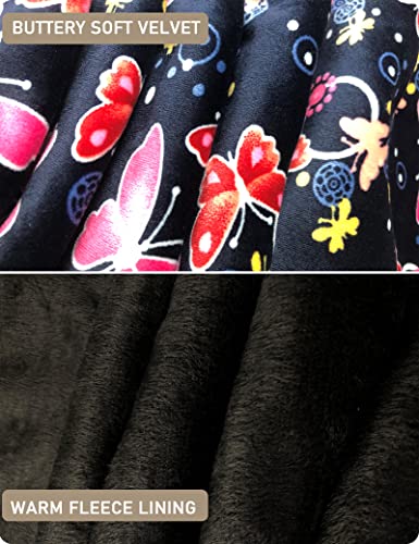 Kiench Girls' Fleece Lined Leggings High Waisted Winter Warm Thick Velvet Stretchy Pants Printed 2-Pack2