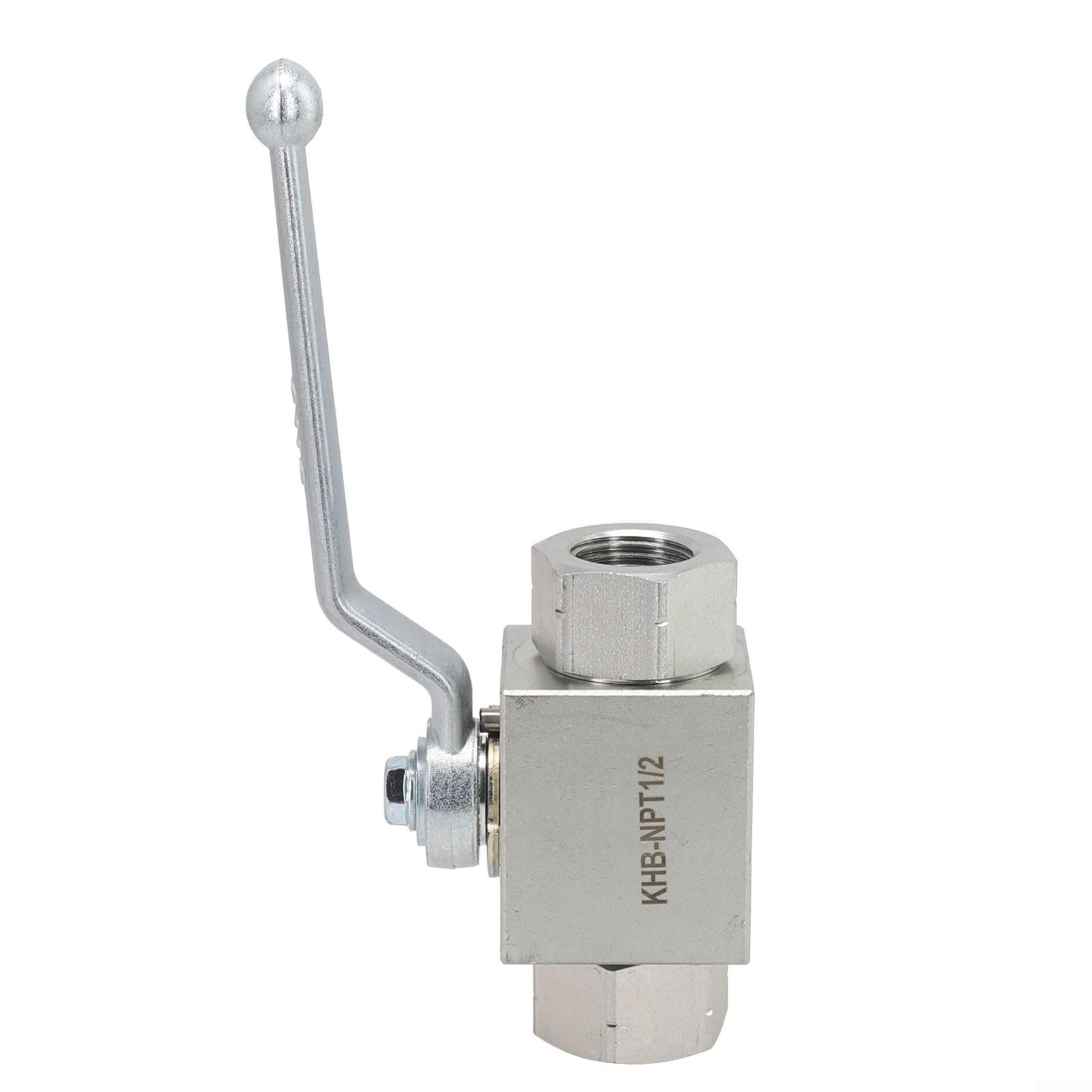 Vanne à boisseau sphérique hydraulique à 2 voies avec NPT 1/4, 3/8, 1/2, 3/4 filetages, vanne d'arrêt en acier au carbone, 500 bar (7250 psi) (NPT1/2)