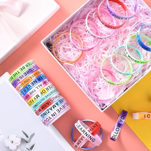 Cyclusive LI YU-SWIRL 20P 20 Pieces Motivational Quote Silicone Wristbands Colored Inspirational Rubber Bracelets Stretch Unisex Wristbands thumb #3