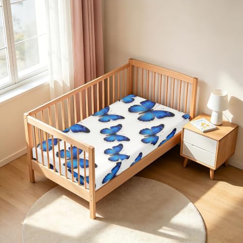 Drap de lit en mousseline imperméable bébé papillon bleu - 7